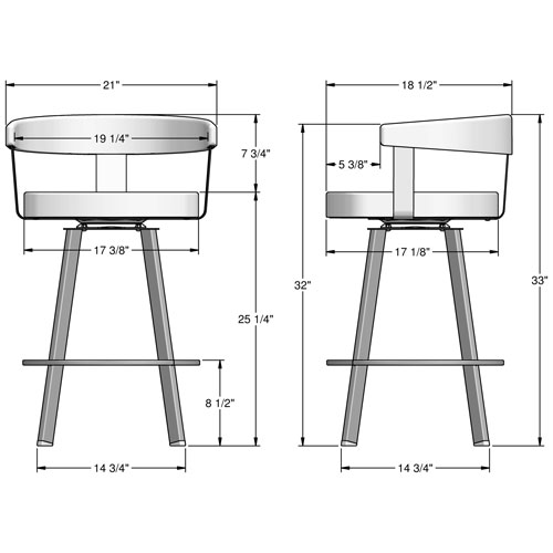 Tabouret de bar contemporain à hauteur de comptoir Lars - Grège/Noir