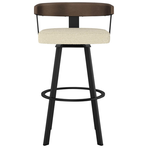 Tabouret de bar contemporain à hauteur de comptoir Lars - Tissu bouclé crème/Brun/Noir