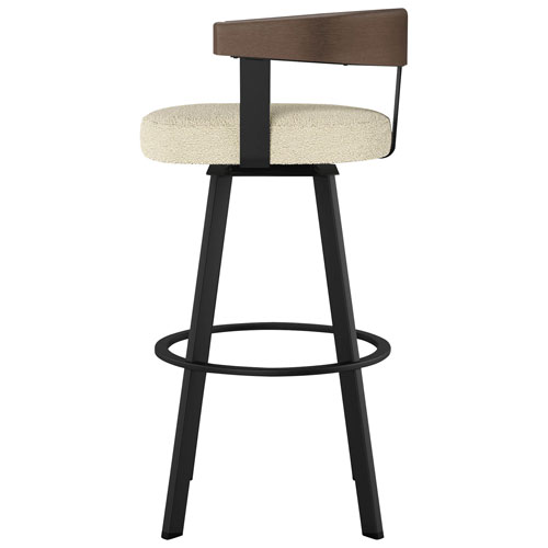 Tabouret de bar contemporain à hauteur de comptoir Lars - Tissu bouclé crème/Brun/Noir