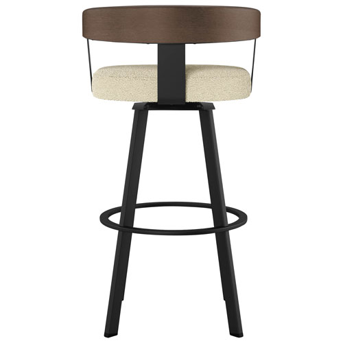 Tabouret de bar contemporain à hauteur de comptoir Lars - Tissu bouclé crème/Brun/Noir