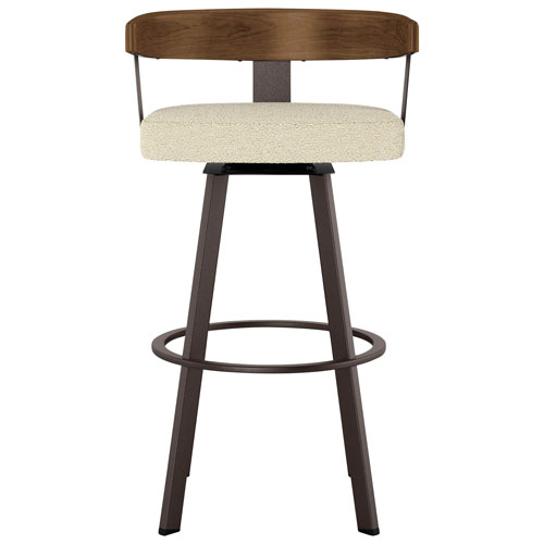 Lars Contemporary Counter Height Barstool - Cream Bouclé/Light Brown/Dark Brown