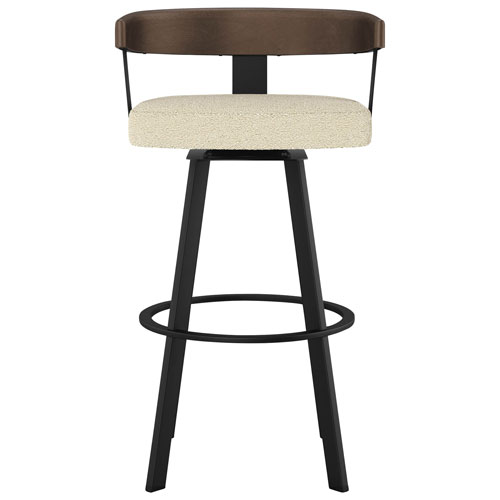Tabouret de bar contemporain à hauteur de bar Lars - Tissu bouclé crème/Brun/Noir