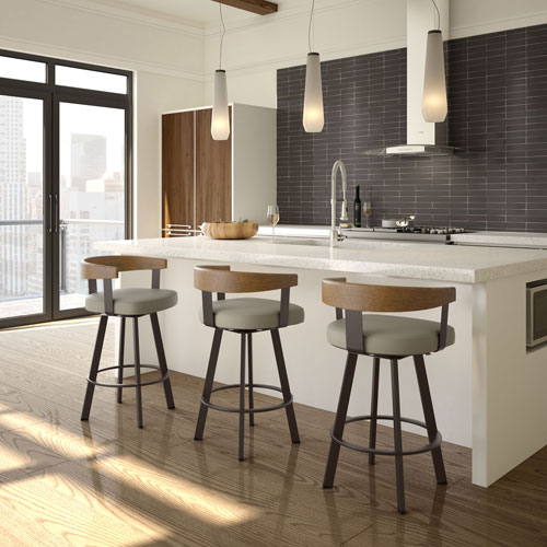 Lars Contemporary Bar Height Barstool - Greige/Light Brown/Dark Brown