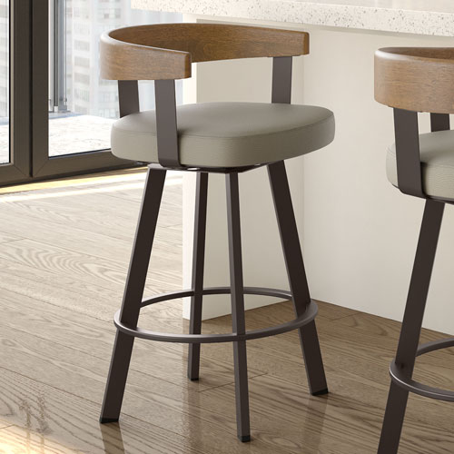 Lars Contemporary Bar Height Barstool - Greige/Light Brown/Dark Brown