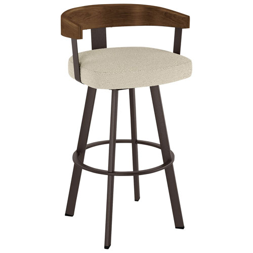 Lars Contemporary Bar Height Barstool - Cream Bouclé/Light Brown/Dark Brown
