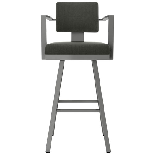 Akers Contemporary Bar Height Barstool - Charcoal Grey/Metallic Grey