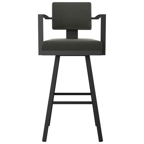 Akers Contemporary Bar Height Barstool - Charcoal Grey/Black