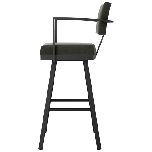 Akers Contemporary Bar Height Barstool - Charcoal Grey/Black