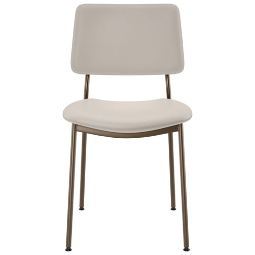 Sullivan Contemporary Faux Leather Dining Chair - Cream/Bronze