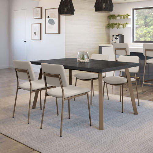 Sullivan Contemporary Faux Leather Dining Chair - Cream/Bronze