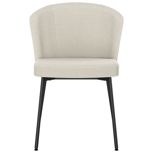 Chaise de salle à manger transitionnelle en polyester Camilla - Tissu bouclé crème/Noir