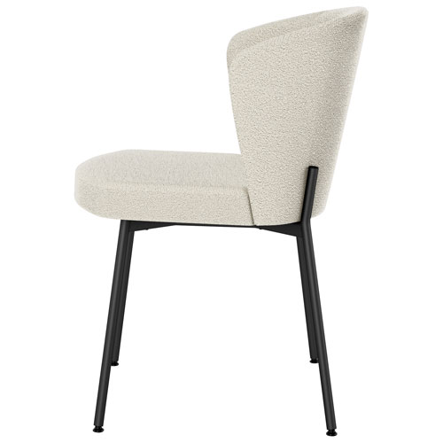 Chaise de salle à manger transitionnelle en polyester Camilla - Tissu bouclé crème/Noir