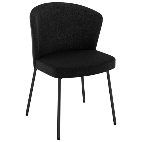 Camilla Transitional Polyester Dining Chair - Charcoal Grey Boucle/Black