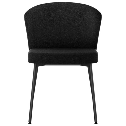 Camilla Transitional Polyester Dining Chair - Charcoal Grey Boucle/Black