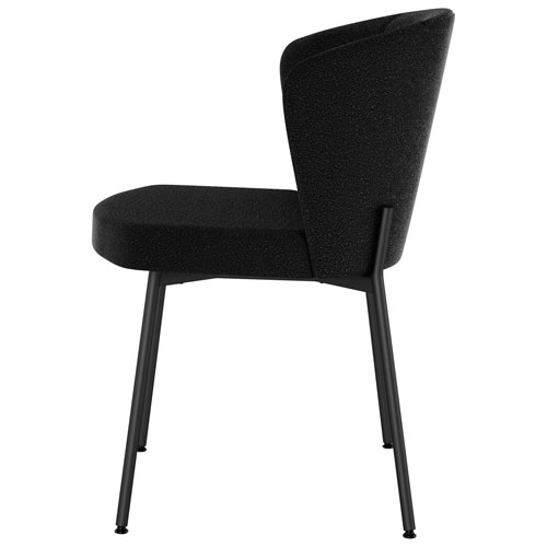 Camilla Transitional Polyester Dining Chair - Charcoal Grey Boucle/Black
