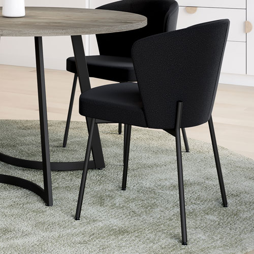 Camilla Transitional Polyester Dining Chair - Charcoal Grey Boucle/Black