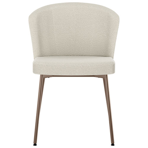 Chaise de salle à manger transitionnelle en polyester Camilla - Tissu bouclé crème/Bronze