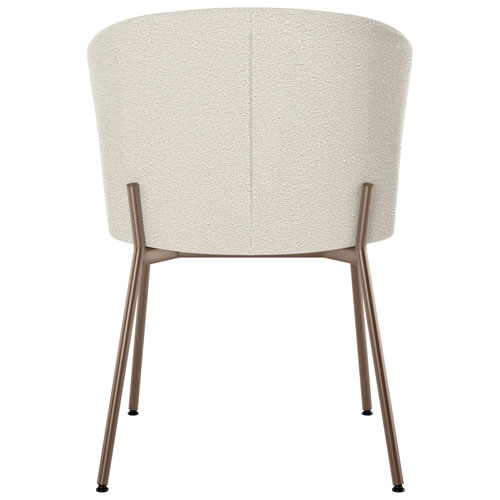 Chaise de salle à manger transitionnelle en polyester Camilla - Tissu bouclé crème/Bronze