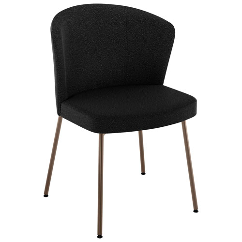 Camilla Transitional Polyester Dining Chair - Charcoal Grey Boucle/Bronze