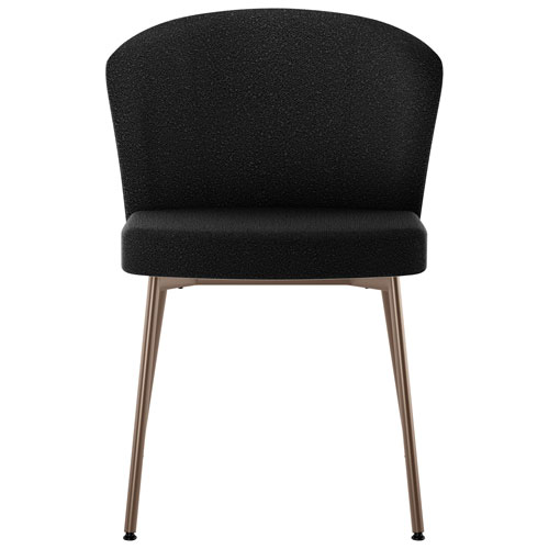 Chaise de salle à manger transitionnelle en polyester Camilla - Tissu bouclé anthracite/Bronze