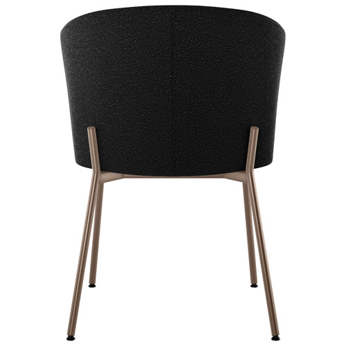 Chaise de salle à manger transitionnelle en polyester Camilla - Tissu bouclé anthracite/Bronze