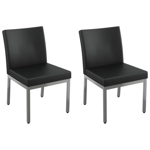 Perry Traditional Faux Leather Dining Chair - Set of 2 - Black/Grey