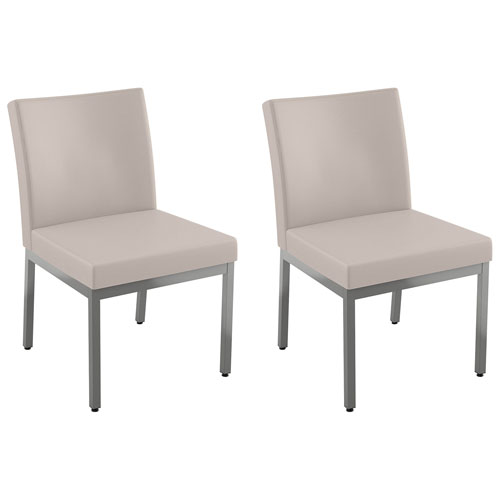 Perry Traditional Faux Leather Dining Chair - Set of 2 - Cream/Grey