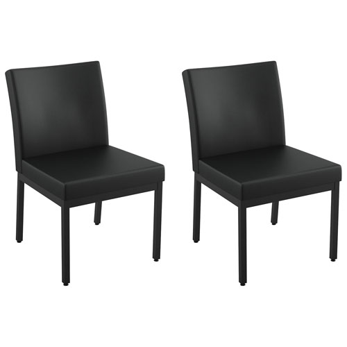 Perry Traditional Faux Leather Dining Chair - Set of 2 - Black/Black