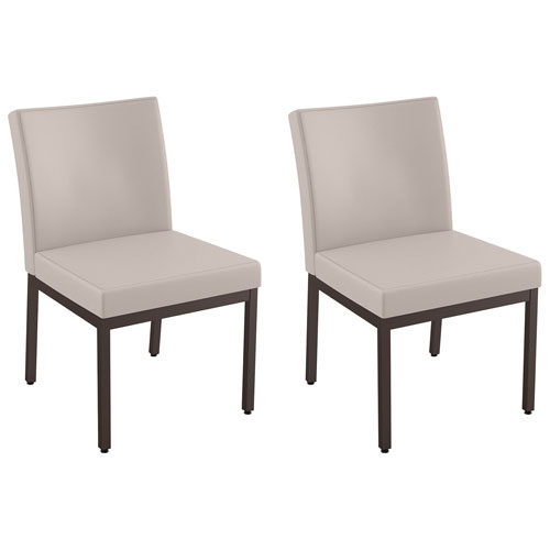 Perry Traditional Faux Leather Dining Chair - Set of 2 - Cream/Brown