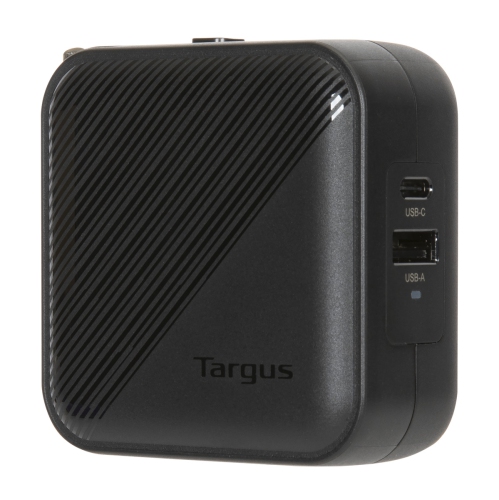 Targus 65W GaN Wall Charger w/1×USB-C, 1×USB-A ports; 4 travel plugs