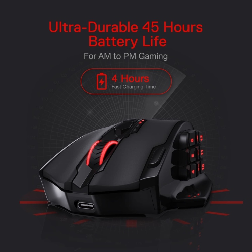 Redragon M913 Impact Elite Wireless Gaming Mouse, 16,000 DPI Wired/Wireless RGB Gamer Mouse with 16 Programmable Buttons, 45 Hr Battery and Pro