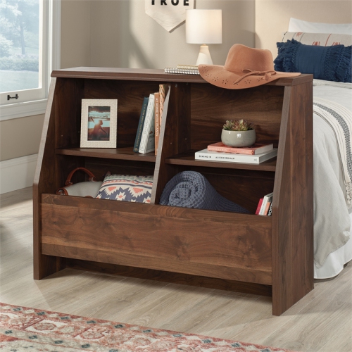 Sauder Willow Place Engineered Wood Footboard/Bookcase in Grand Walnut