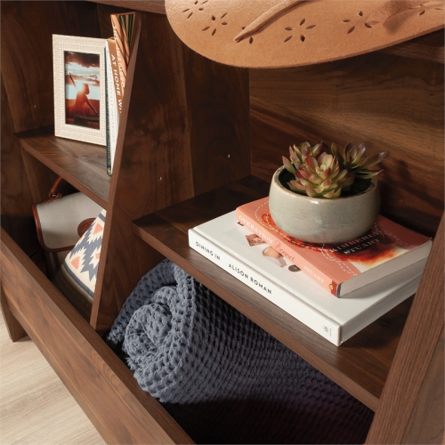 Sauder Willow Place Engineered Wood Footboard/Bookcase in Grand Walnut