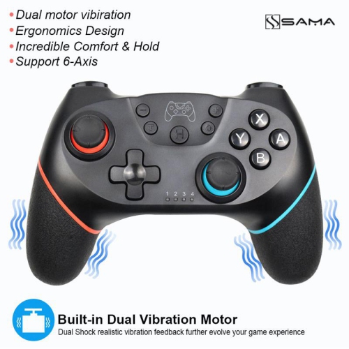 Wireless Switch Controller with Turbo and Dual Shock Functions (GREY)