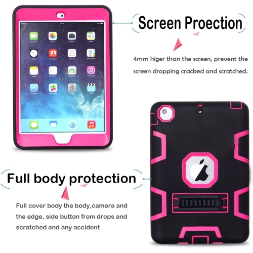 iPad Mini Case, iPad Mini 2 Case, iPad Mini 3 Case, M 3in 1 Heavy Duty Protection Kickstand Combo Hybrid Impact Silicone Hard Case Cover for ipad