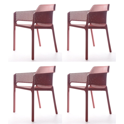 Plastic Resin Chair with Hole Detail - Red