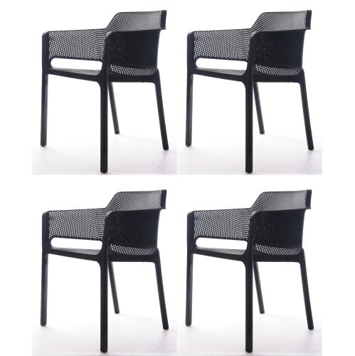 Plastic Resin Chair with Hole Detail - Black