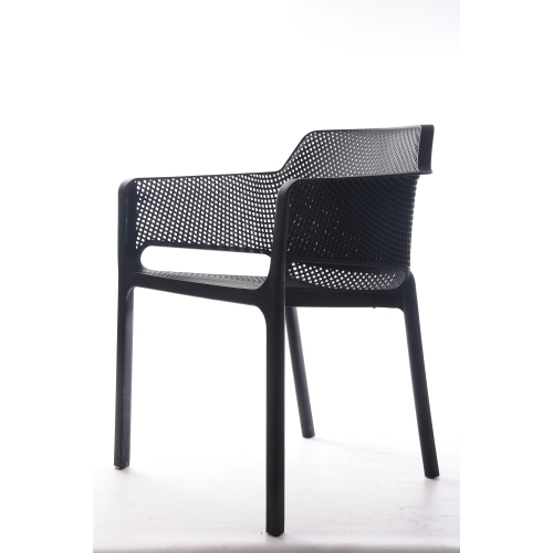 Plastic Resin Chair with Hole Detail - Black