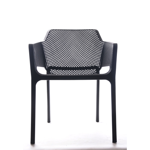 Plastic Resin Chair with Hole Detail - Black