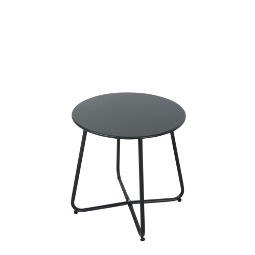 18" Round Side Table with Steel Frame - Black