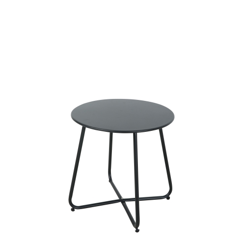 18" Round Side Table with Steel Frame - Black