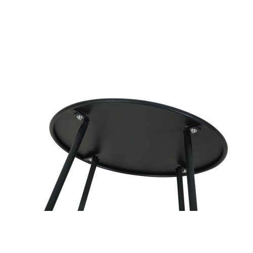 18" Round Side Table with Steel Frame - Black