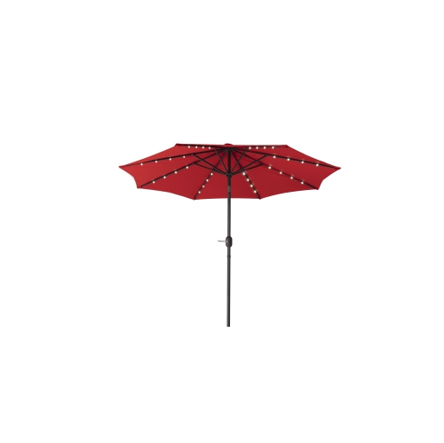 PATIO ZONE  9' Tilting Market Umbrella With Del Lighting (Cover Include) In Uv-Protected Polyester - In Red