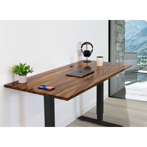 EFFYDESK  Home Sit And Stand Desk - Pheasantwood Tabletop On Home Frame Small (47"x29") In Black