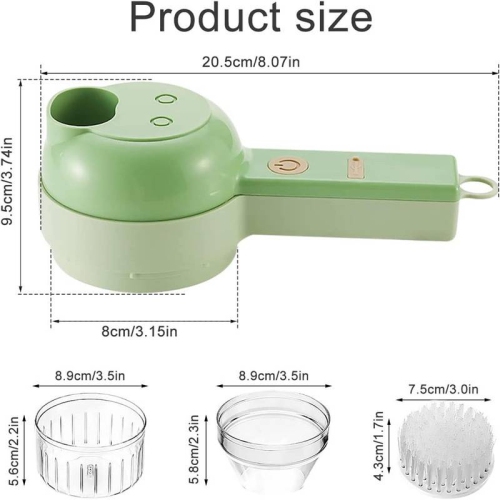 1pc 4 In 1 Vegetable Chopper Handheld Electric Vegetable Cutter Set Portable Wireless Garlic Mud Masher Garlic Press And Slicer Set Multifunctional