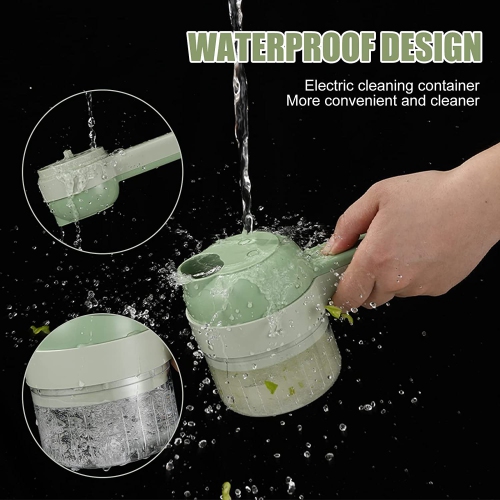 1pc 4 In 1 Vegetable Chopper Handheld Electric Vegetable Cutter Set Portable Wireless Garlic Mud Masher Garlic Press And Slicer Set Multifunctional