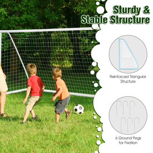 Gymax 12 x 6FT All-Weather Soccer Goal w/Strong UPVC Frame Kids Adults Soccer Practice