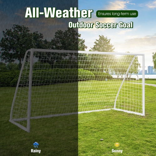 Gymax 12 x 6FT All-Weather Soccer Goal w/Strong UPVC Frame Kids Adults Soccer Practice