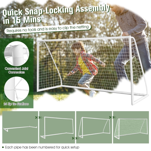 Gymax 12 x 6FT All-Weather Soccer Goal w/Strong UPVC Frame Kids Adults Soccer Practice