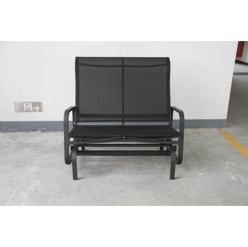 2-Seater Oscillating Chair in Textilene with Aluminum Frame - Black